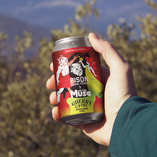 COMING SOON - Bison Social Tonics x Music City Muse - Cherry Lime - Adaptogen Tonic (4/6 Pack or 24 Case)