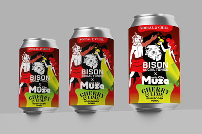 COMING SOON - Bison Social Tonics x Music City Muse - Cherry Lime - Adaptogen Tonic (4/6 Pack or 24 Case)